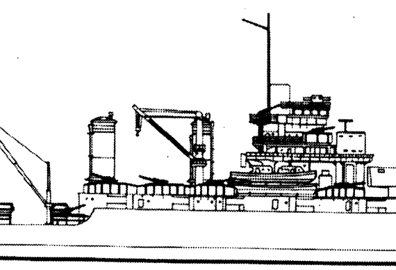 Боевой корабль USS BB-44 California 1942 [Battleship] - чертежи, габариты, рисунки